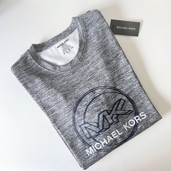 NEW! Michael Kors Double LOGO Grey Pull Over Sweatshirt Top- Size M - Picture 2 of 14